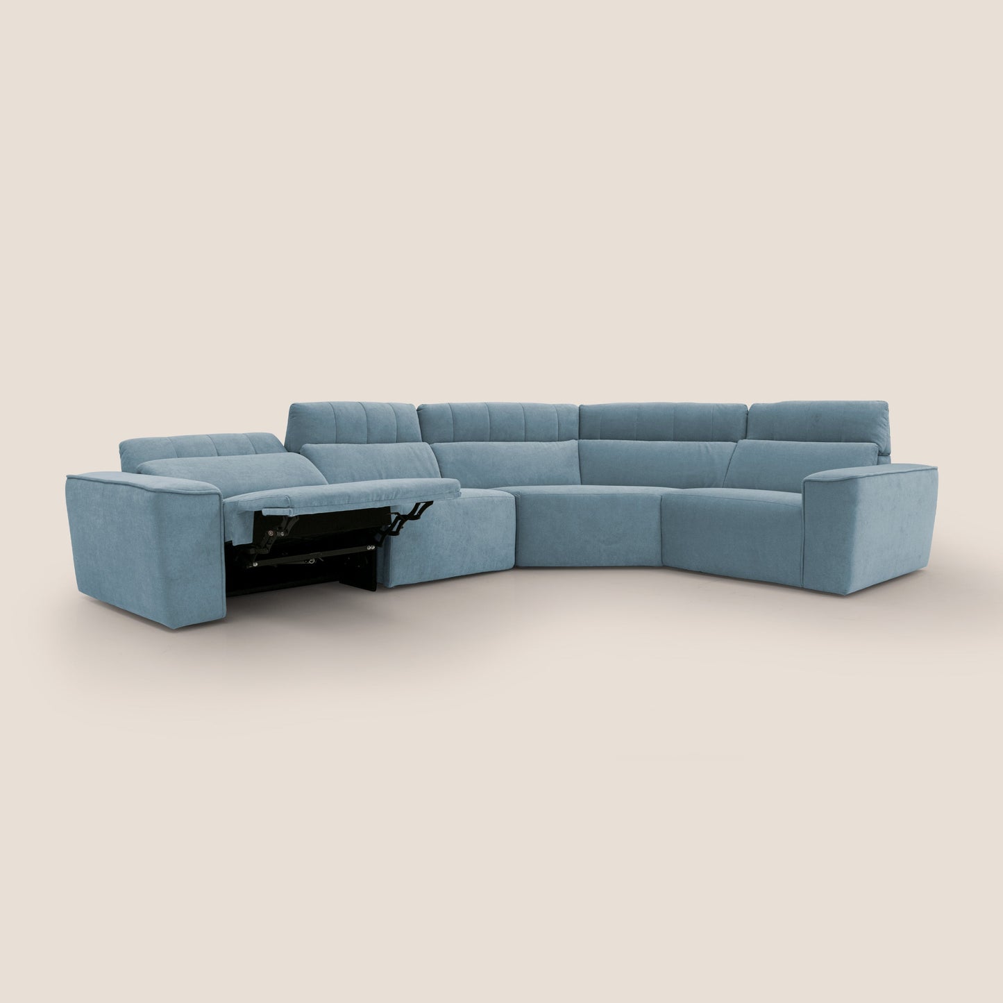 Clark Divano modulare angolare REVERSIBILE con opzione relax elettrico in tessuto smacchiabile impermeabile T17 carta da zucchero