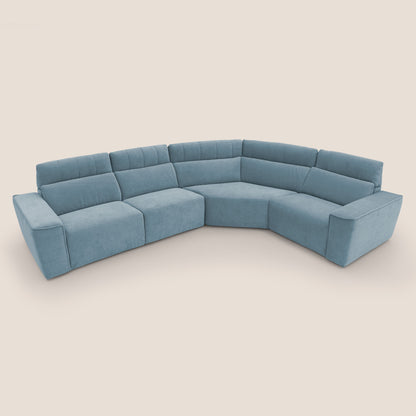 Clark Divano modulare angolare REVERSIBILE con opzione relax elettrico in tessuto smacchiabile impermeabile T17 carta da zucchero