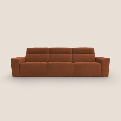 Clark Divano modulare 3 sedute con opzione relax elettrico in tessuto smacchiabile impermeabile T17 arancio