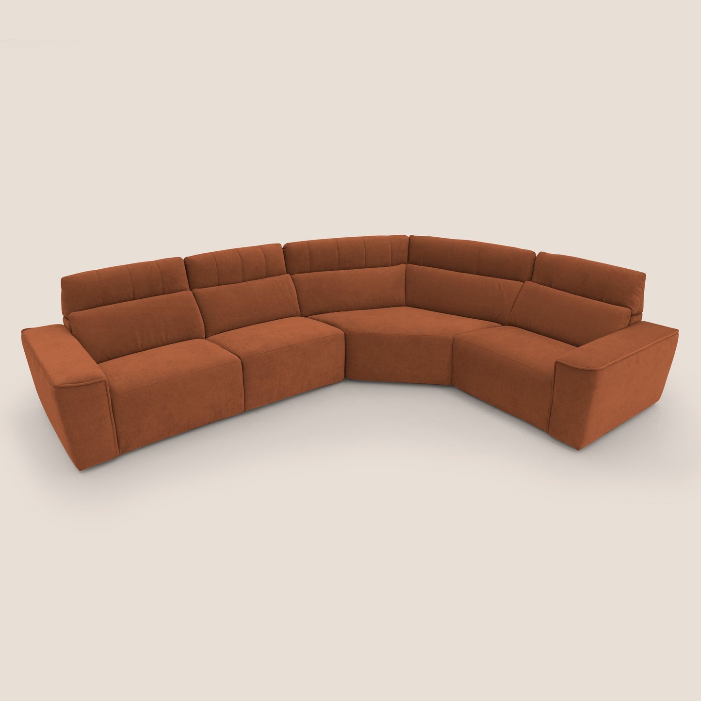 Clark Divano modulare angolare REVERSIBILE con opzione relax elettrico in tessuto smacchiabile impermeabile T17 arancio