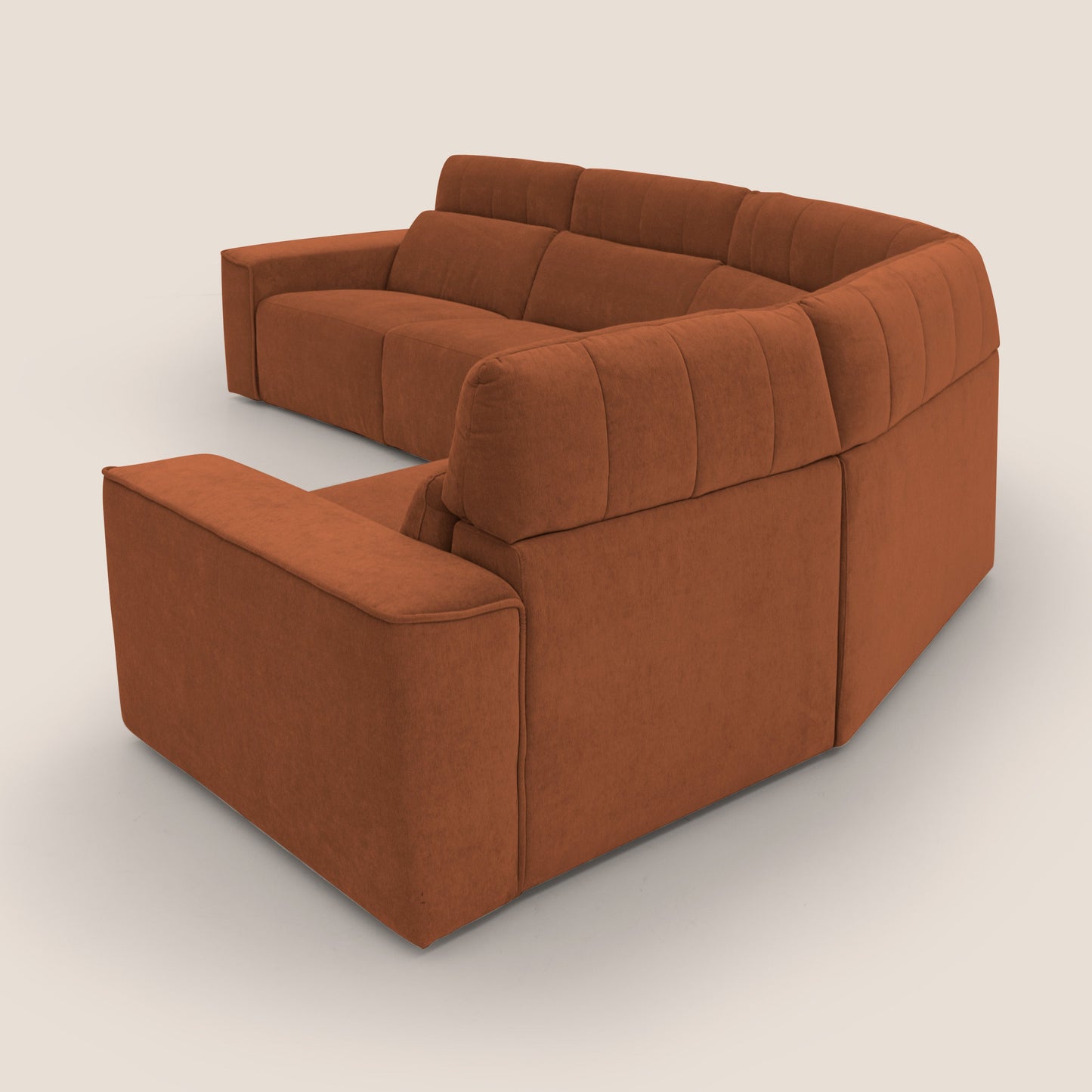 Clark Divano modulare angolare REVERSIBILE con opzione relax elettrico in tessuto smacchiabile impermeabile T17 arancio