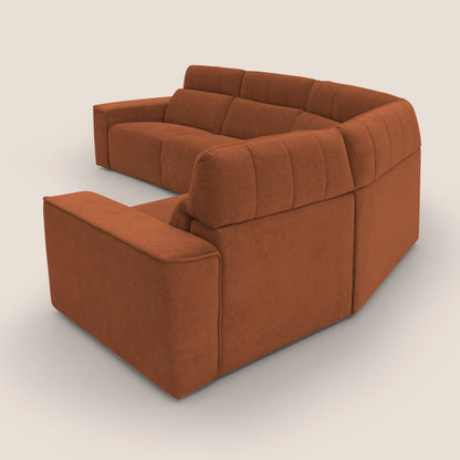 Clark Divano modulare angolare REVERSIBILE con opzione relax elettrico in tessuto smacchiabile impermeabile T17 arancio