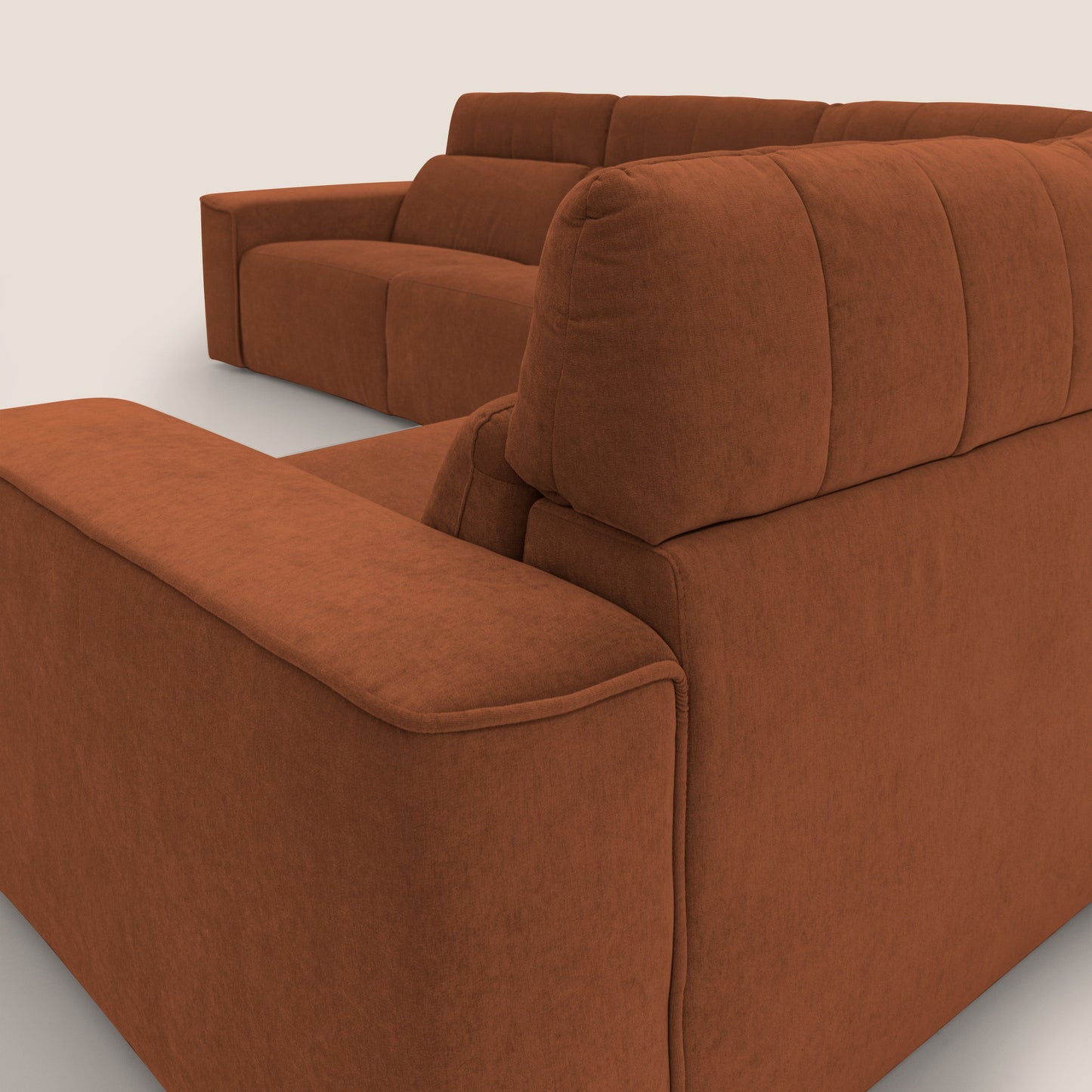 Clark Divano modulare angolare REVERSIBILE con opzione relax elettrico in tessuto smacchiabile impermeabile T17 arancio