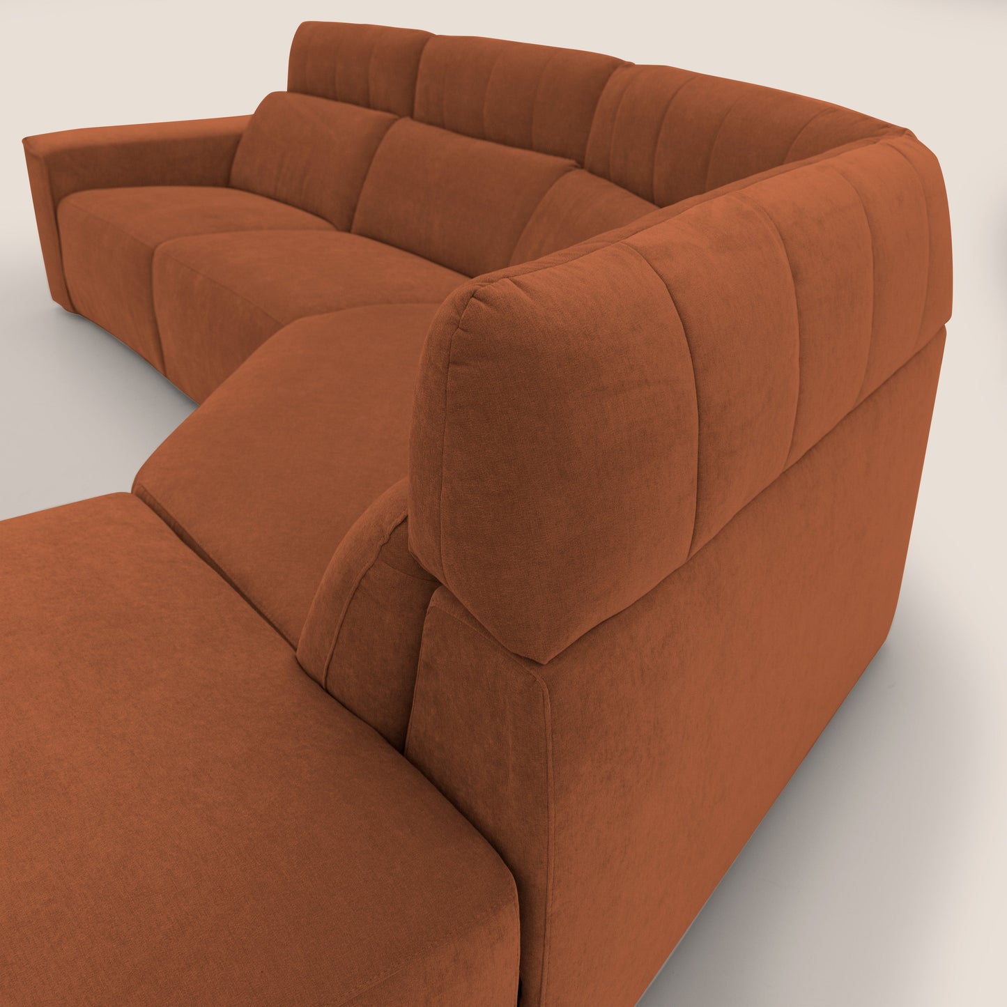 Clark Divano angolare con opzione relax elettrico in tessuto smaltabile impermeabile T17 arancio