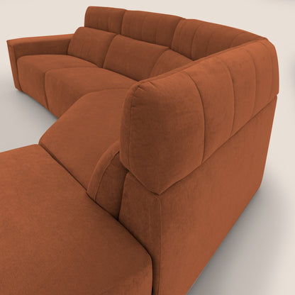 Clark Divano angolare con opzione relax elettrico in tessuto smaltabile impermeabile T17 arancio