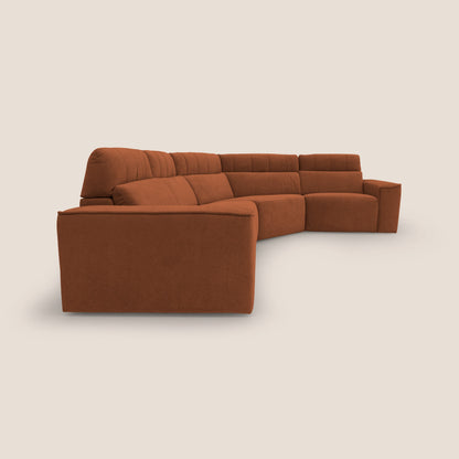 Clark Divano modulare angolare REVERSIBILE con opzione relax elettrico in tessuto smacchiabile impermeabile T17 arancio