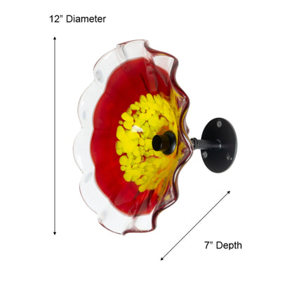 12IN Diameter Red Fiore Bloom Art Glass Wall Art