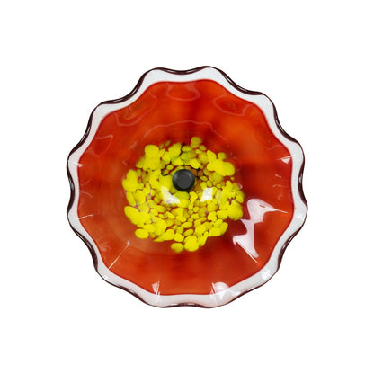 12IN Diameter Red Fiore Bloom Art Glass Wall Art