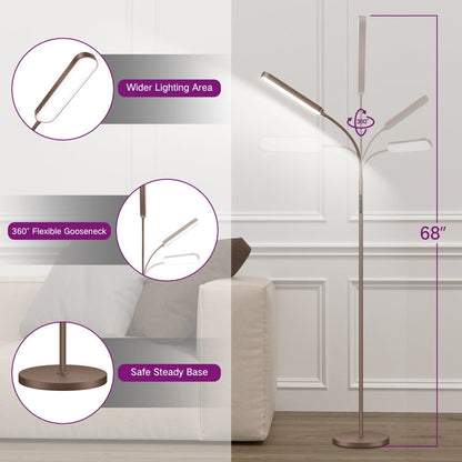 12W Dimmable LED Task/Reading Floor Lamp with Remote and Touch Control - N/A
