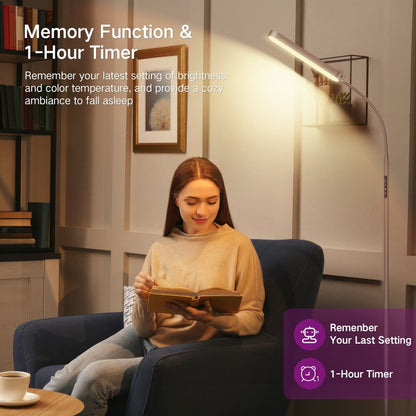 12W Dimmable LED Task/Reading Floor Lamp with Remote and Touch Control - N/A