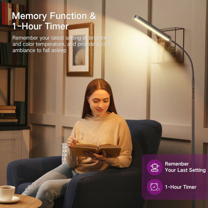 12W Dimmable LED Task/Reading Floor Lamp with Remote and Touch Control - N/A