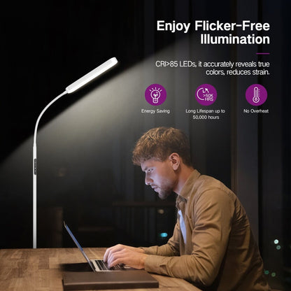 12W Dimmable LED Task/Reading Floor Lamp with Remote and Touch Control - N/A