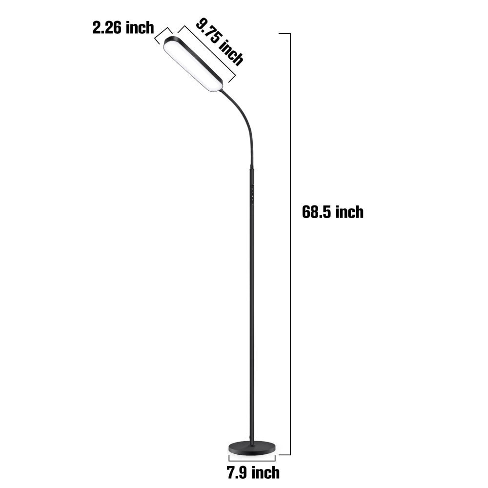 12W Dimmable LED Task/Reading Floor Lamp with Remote and Touch Control - N/A