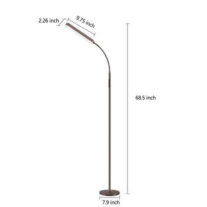 12W Dimmable LED Task/Reading Floor Lamp with Remote and Touch Control - N/A