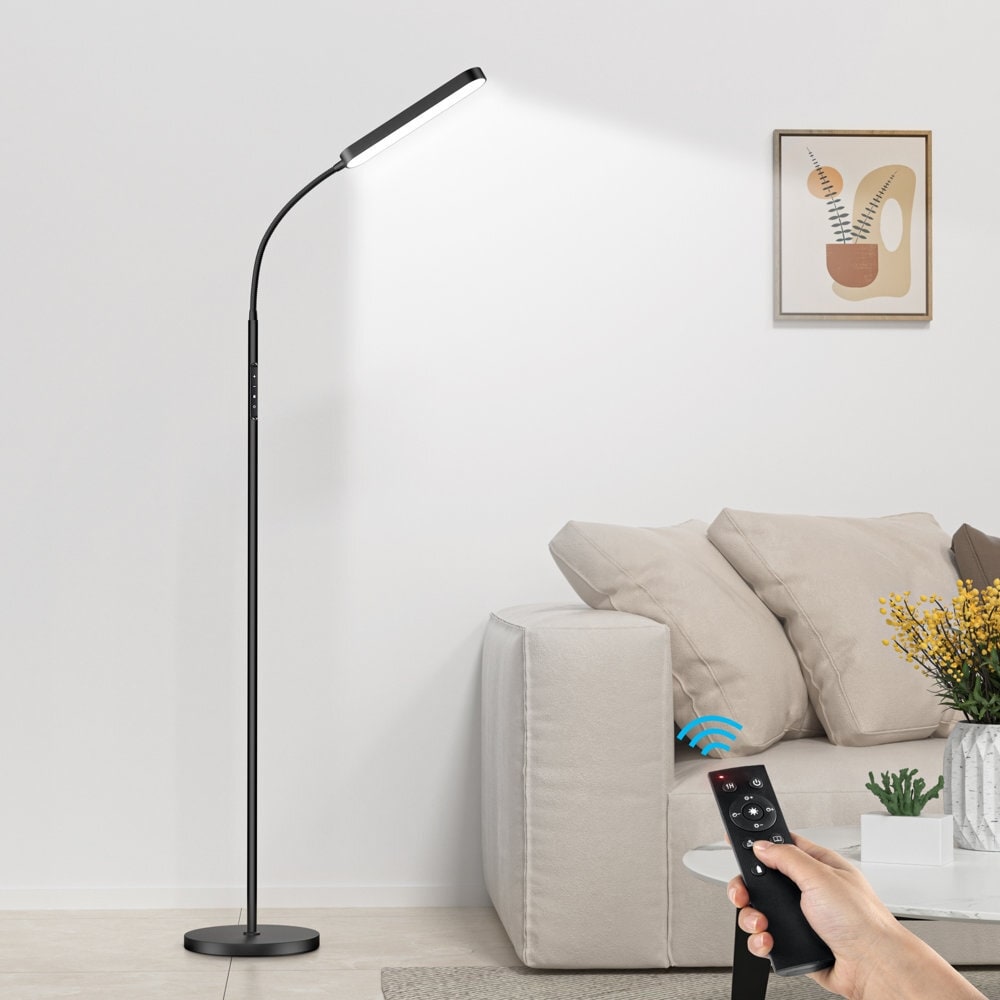 12W Dimmable LED Task/Reading Floor Lamp with Remote and Touch Control - N/A