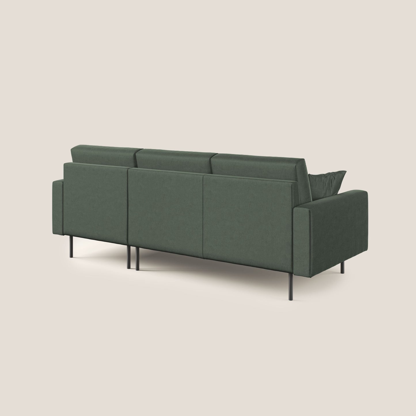 Arthur divano moderno angolare in velluto morbido impermeabile T01 verde