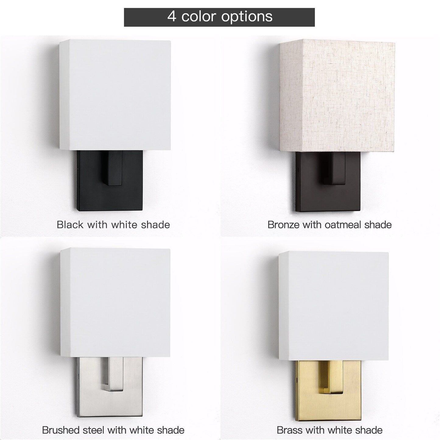 12in H Dark Bronze Wall Sconce Light With Oatmeal Fabric Shade