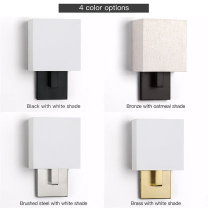 12in H Dark Bronze Wall Sconce Light With Oatmeal Fabric Shade