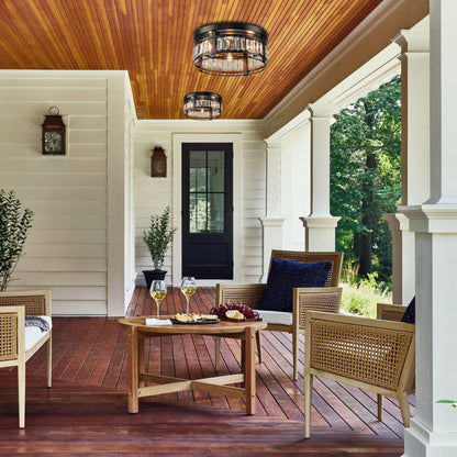 13.3 Modern Black 3-Light Crystal Hallway Flush Mount Chandelier