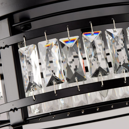 13.3 Modern Black 3-Light Crystal Hallway Flush Mount Chandelier