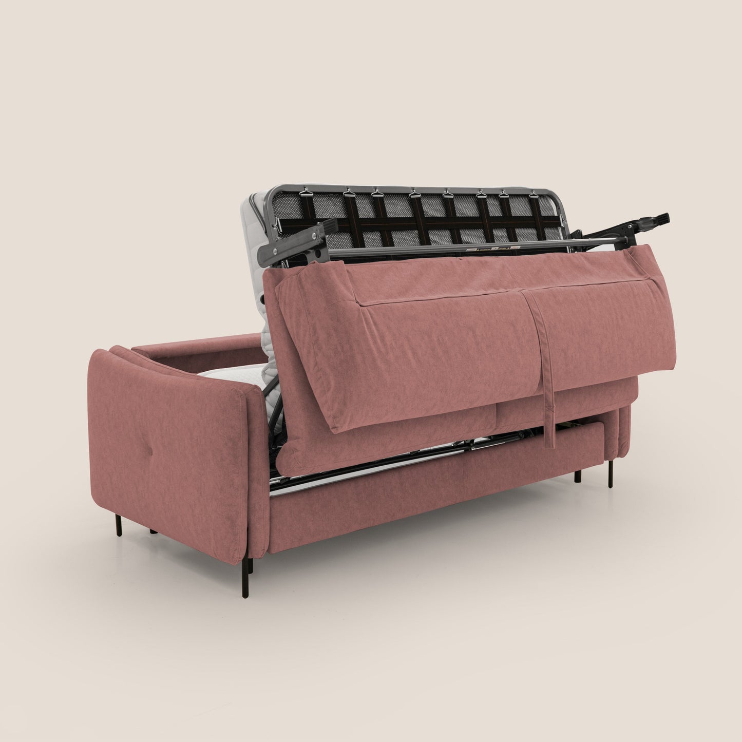 Gregory Divano letto con materasso h18 cm in microfibra effetto velluto impermeabile T09 salmone 