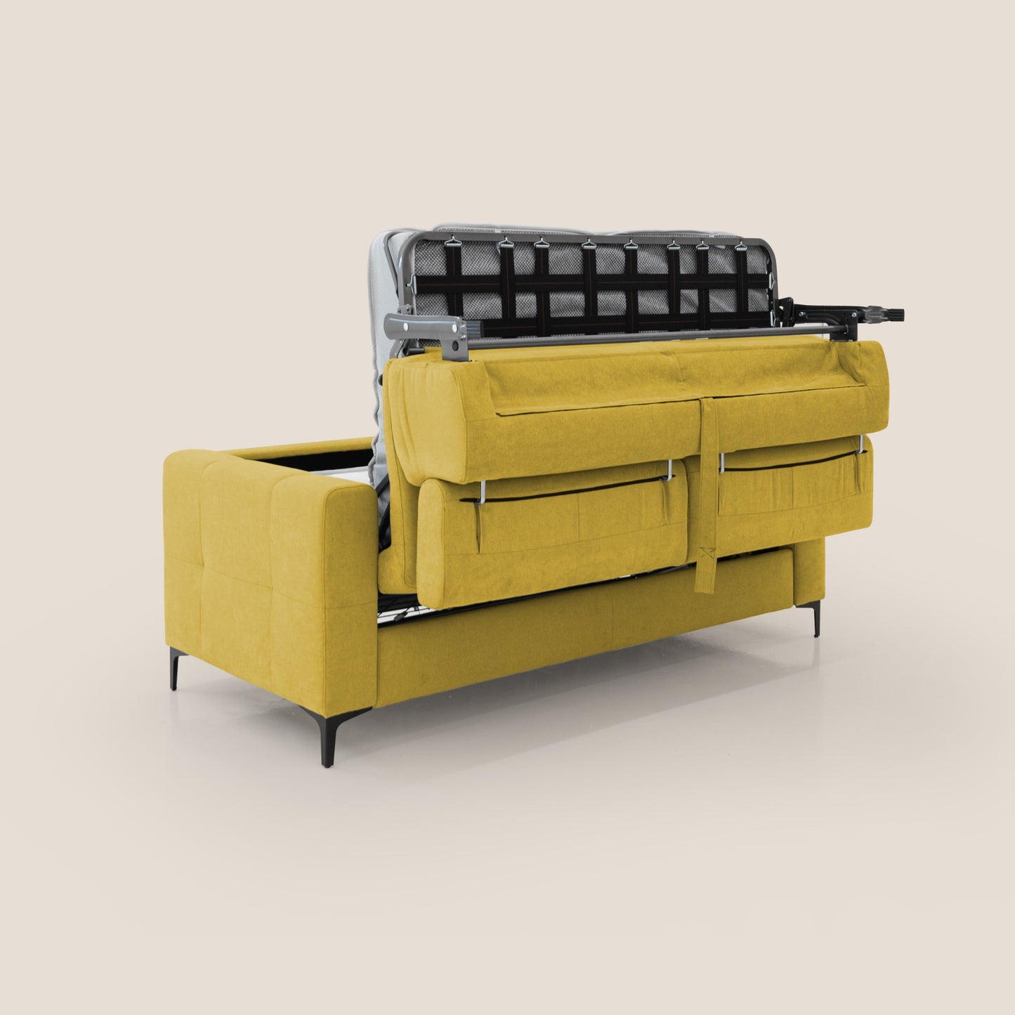 Gardenia divano letto materasso alto 18 cm con poggiatesta reclinabili e rivestimento impermeabile T02 giallo