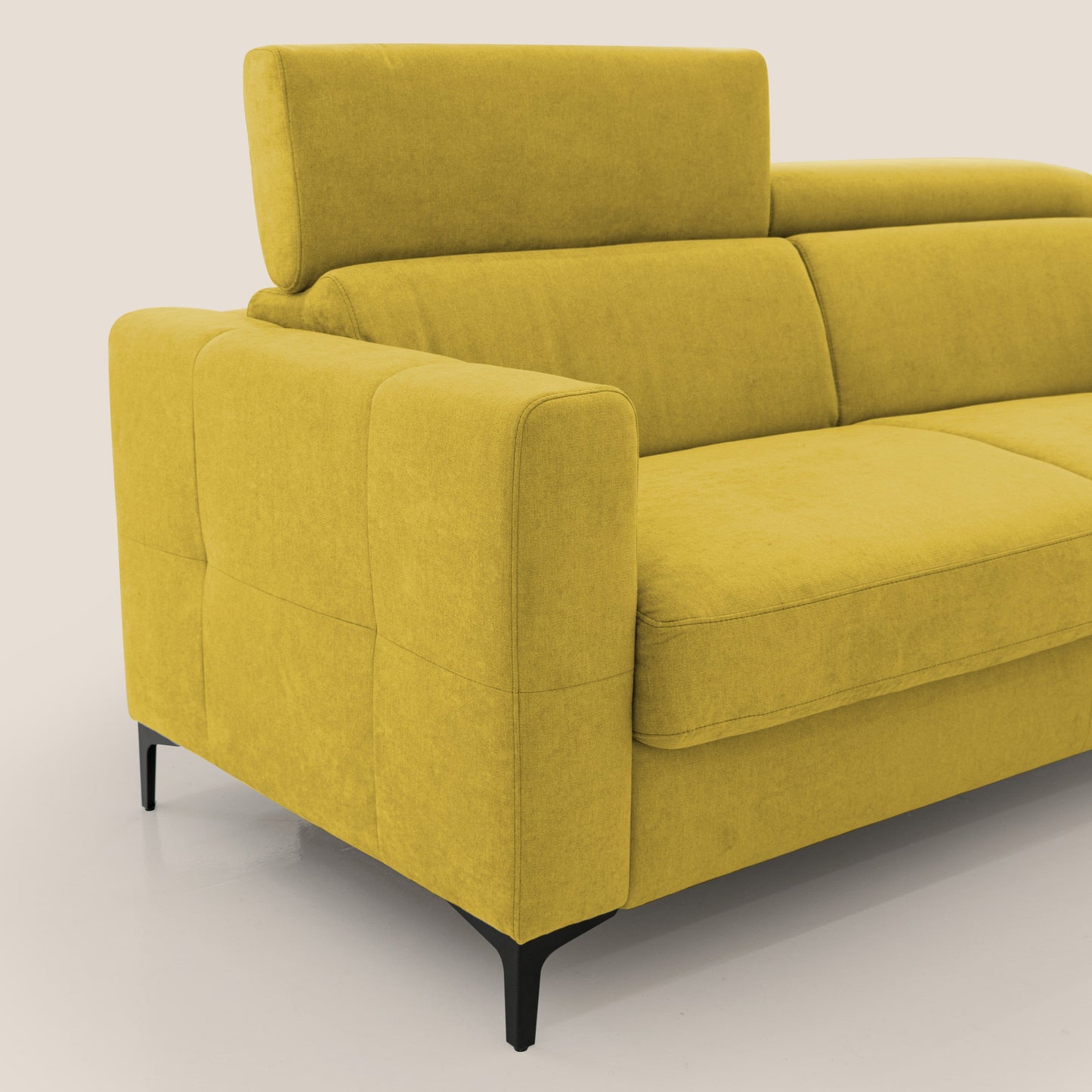 Gardenia divano letto materasso alto 18 cm con poggiatesta reclinabili e rivestimento impermeabile T02 giallo