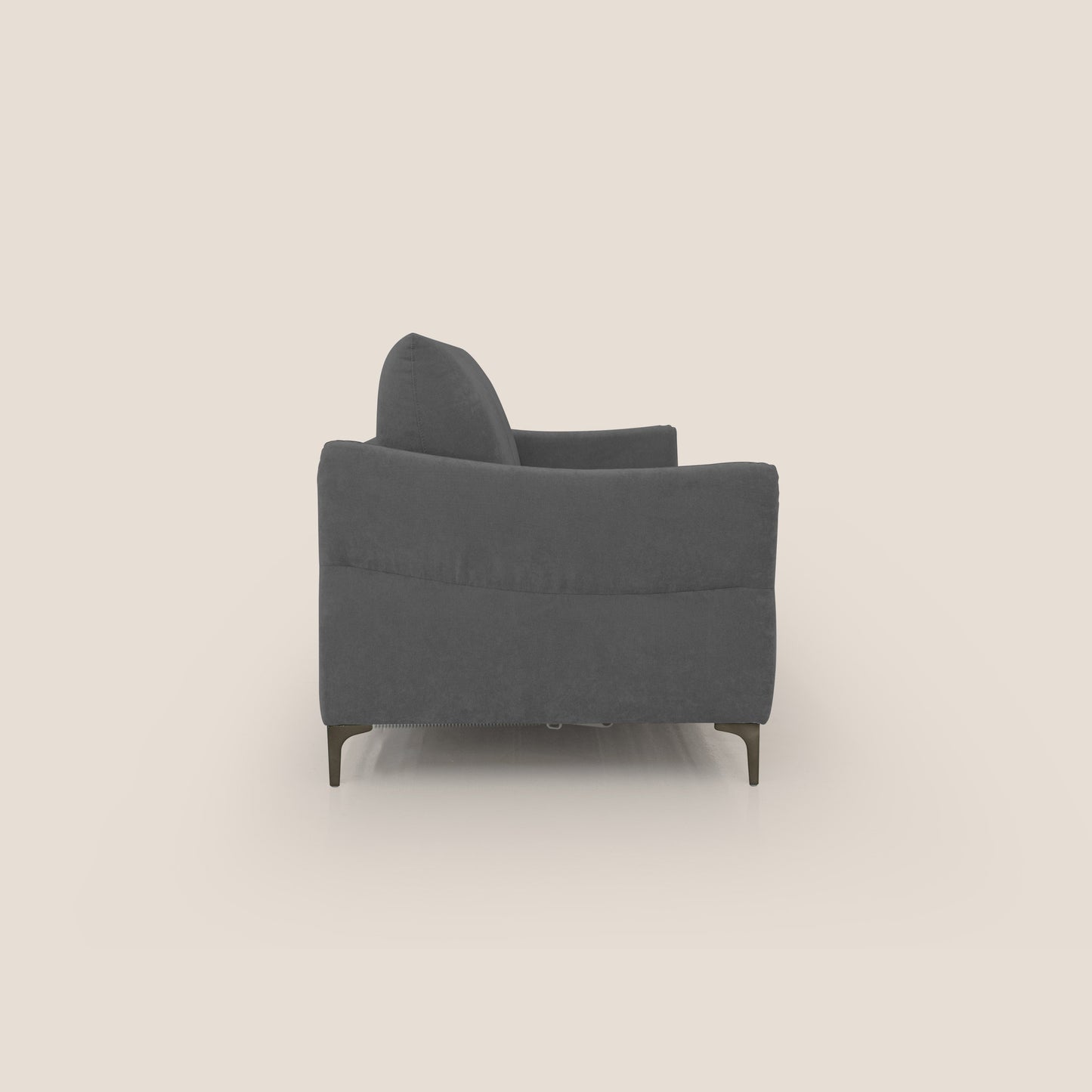 Dalia divano letto con materasso H18 cm e piedi alti in raffinato tessuto smacchiabile T17 antracite