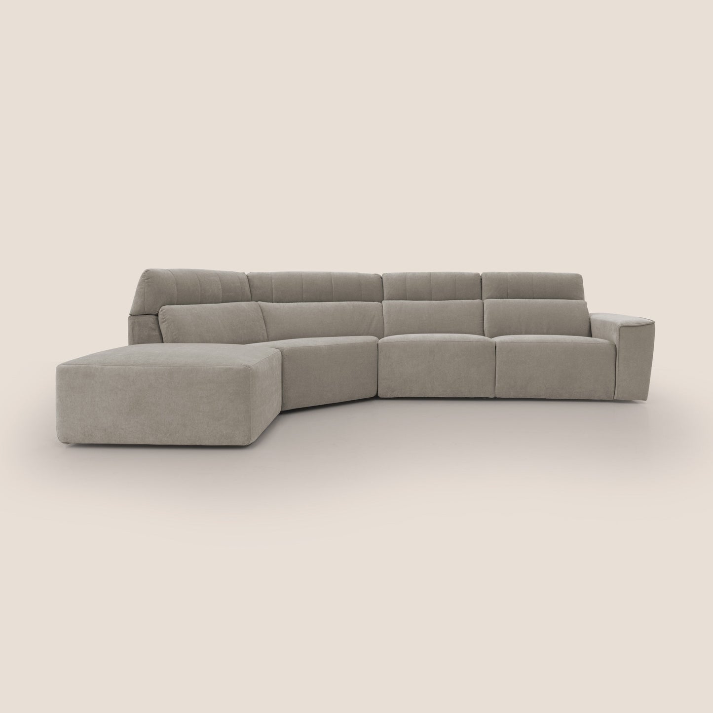 Clark Divano angolare con opzione relax elettrico in tessuto smacchiabile impermeabile T17 beige