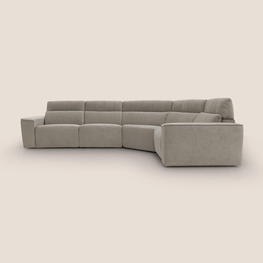 Clark Divano modulare angolare REVERSIBILE con opzione relax elettrico in tessuto smacchiabile impermeabile T17 beige