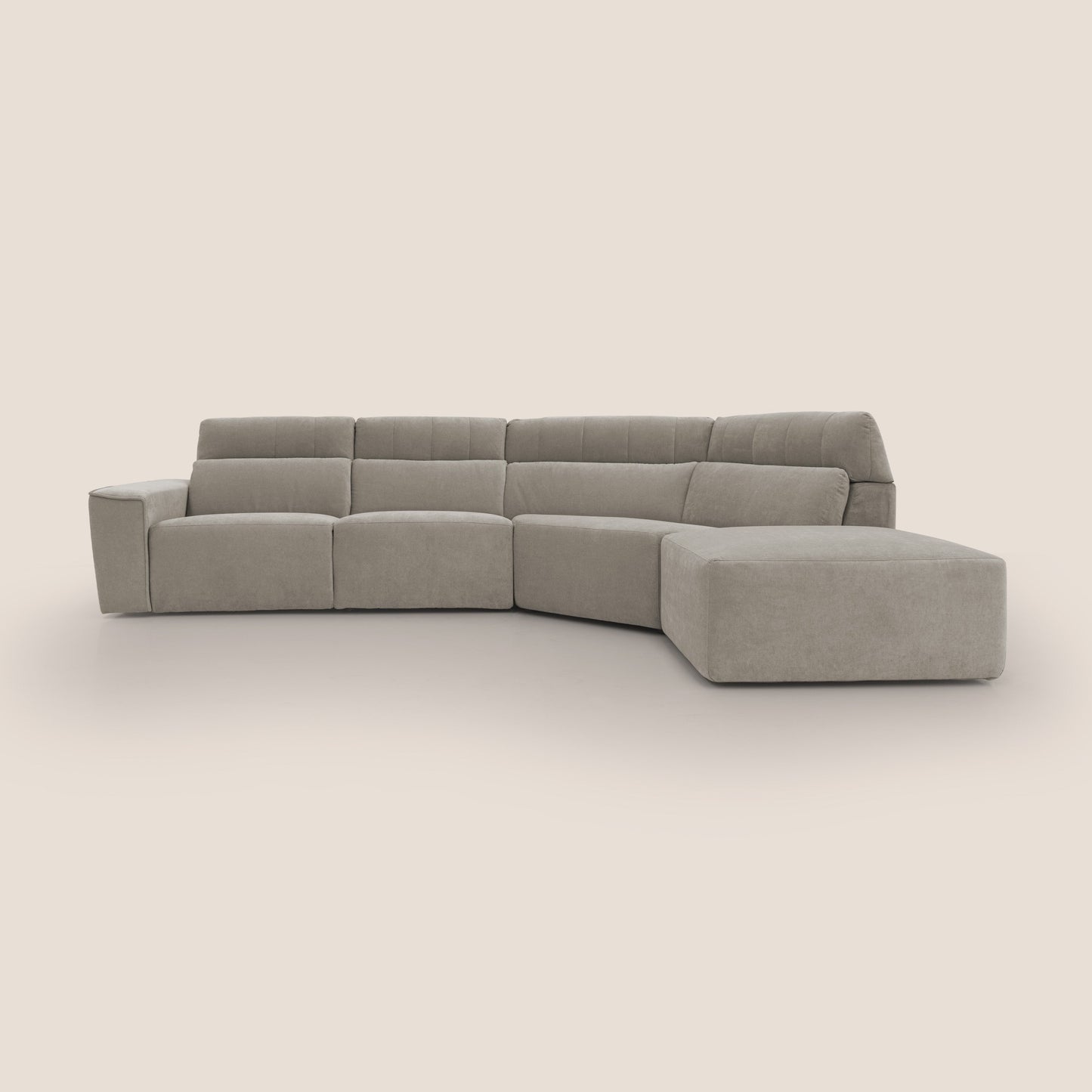 Clark Divano angolare con opzione relax elettrico in tessuto smacchiabile impermeabile T17 beige