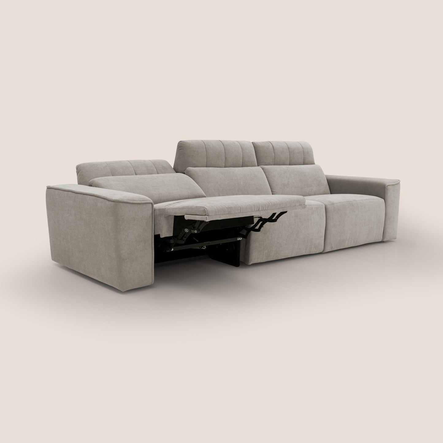 Clark Divano modulare 3 sedute con opzione relax elettrico in tessuto smacchiabile impermeabile T17 beige