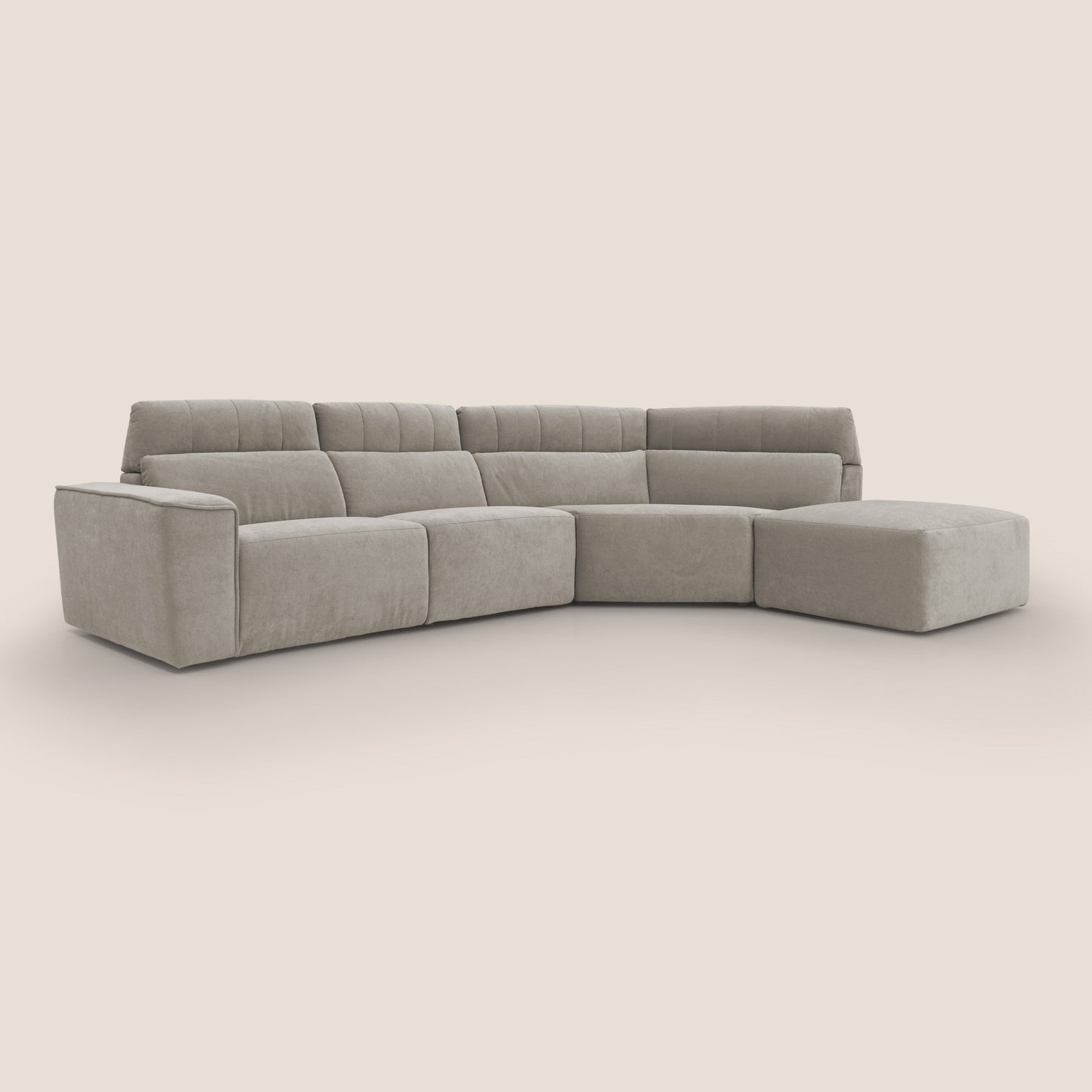 Clark Divano angolare con opzione relax elettrico in tessuto smacchiabile impermeabile T17 beige