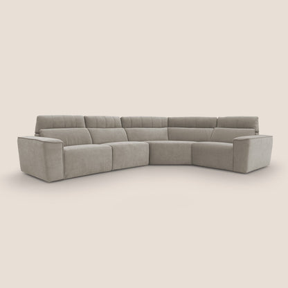 Clark Divano modulare angolare REVERSIBILE con opzione relax elettrico in tessuto smacchiabile impermeabile T17 beige