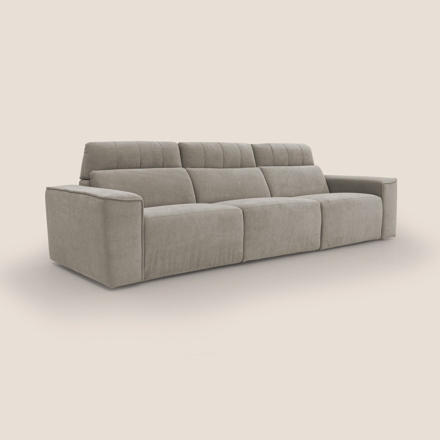 Clark Divano modulare 3 sedute con opzione relax elettrico in tessuto smacchiabile impermeabile T17 beige