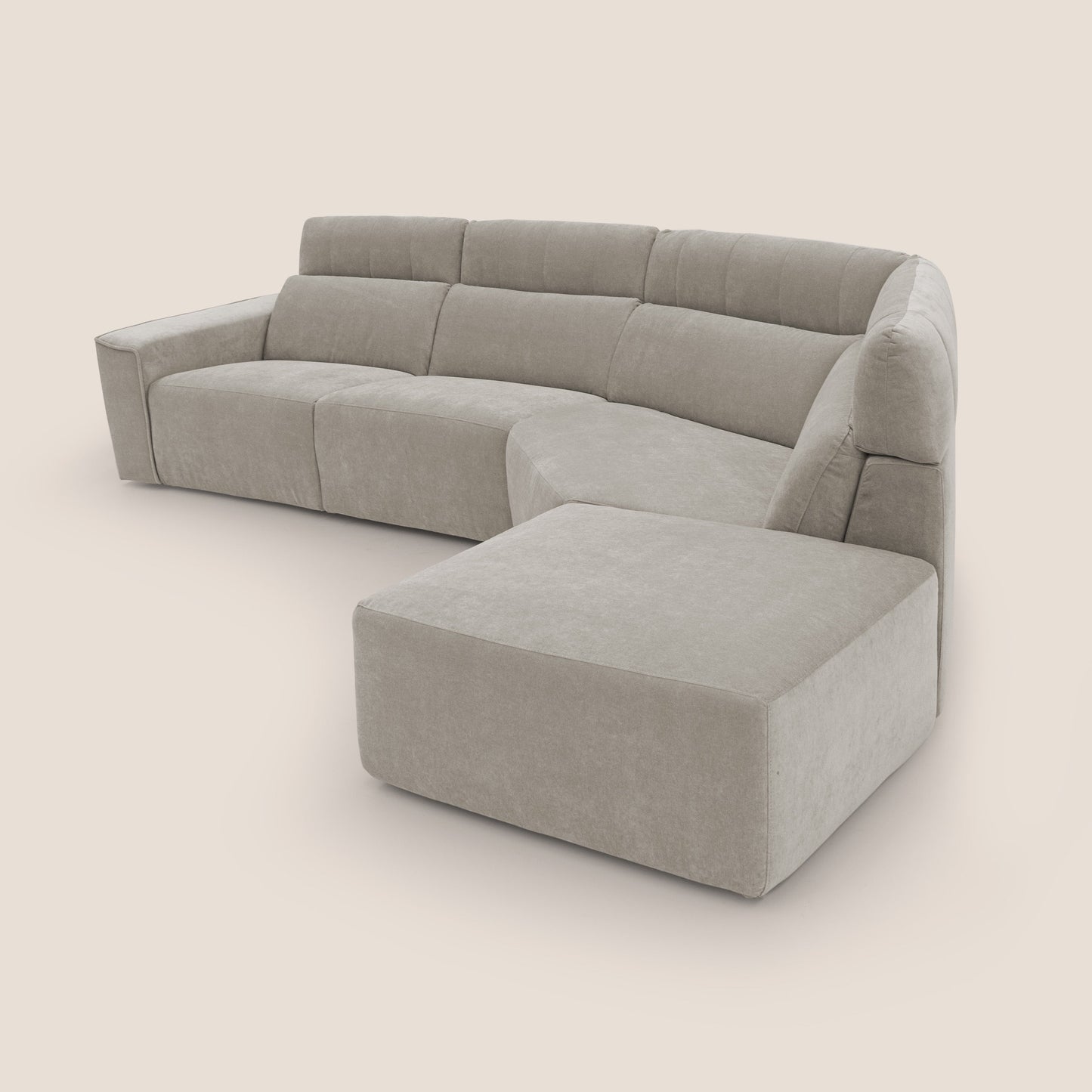 Clark Divano angolare con opzione relax elettrico in tessuto smacchiabile impermeabile T17 beige