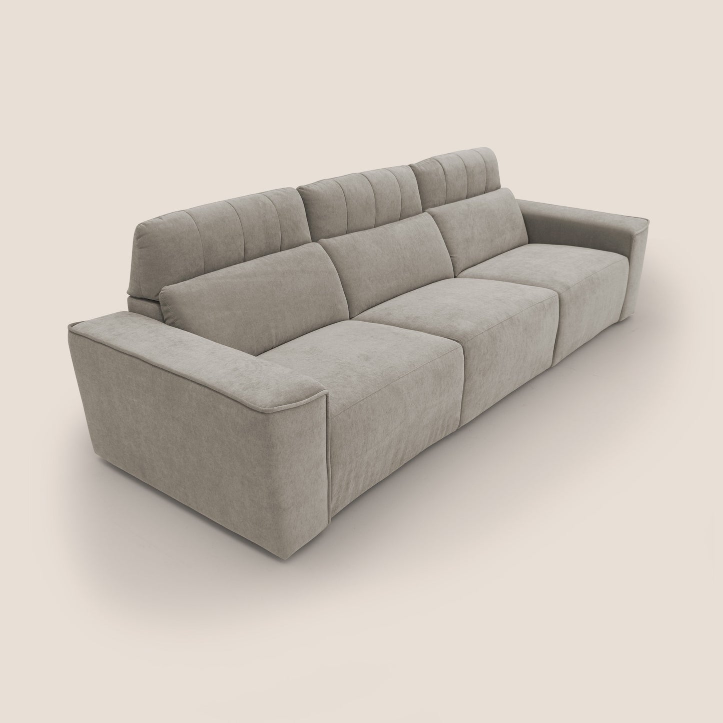 Clark Divano modulare 3 sedute con opzione relax elettrico in tessuto smacchiabile impermeabile T17 beige