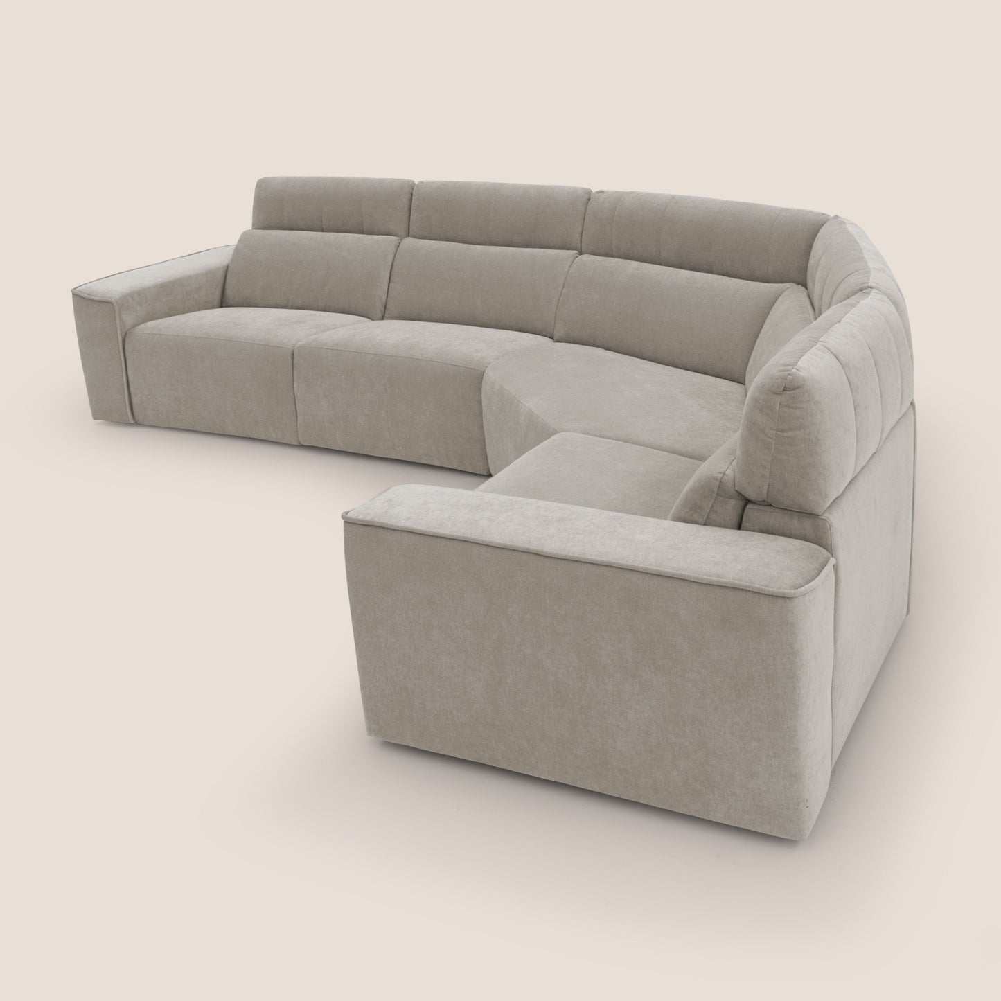Clark Divano modulare angolare REVERSIBILE con opzione relax elettrico in tessuto smacchiabile impermeabile T17 beige