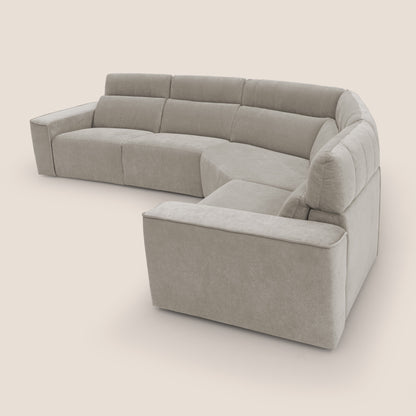 Clark Divano modulare angolare REVERSIBILE con opzione relax elettrico in tessuto smacchiabile impermeabile T17 beige