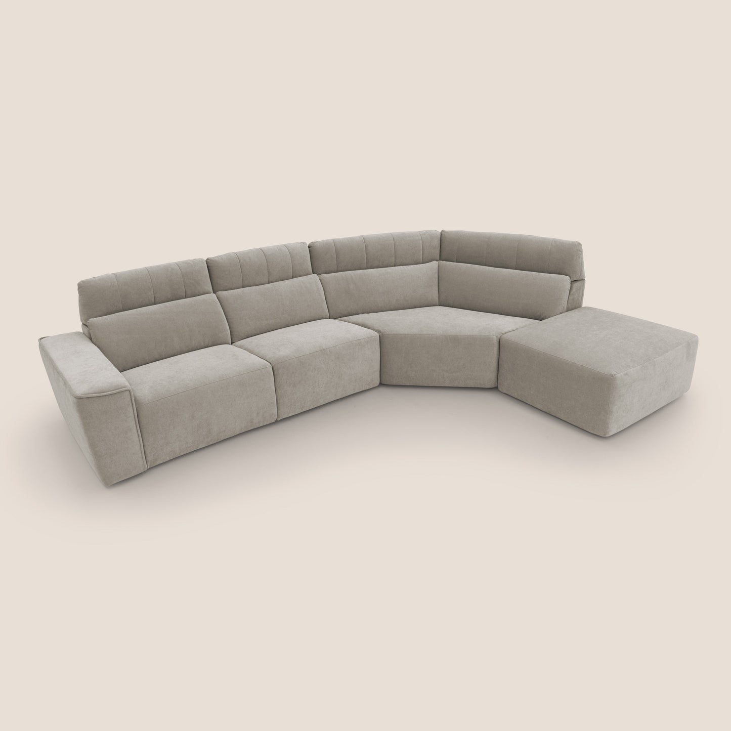 Clark Divano angolare con opzione relax elettrico in tessuto smacchiabile impermeabile T17 beige