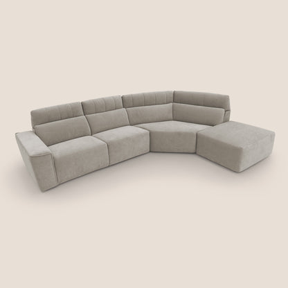 Clark Divano angolare con opzione relax elettrico in tessuto smacchiabile impermeabile T17 beige