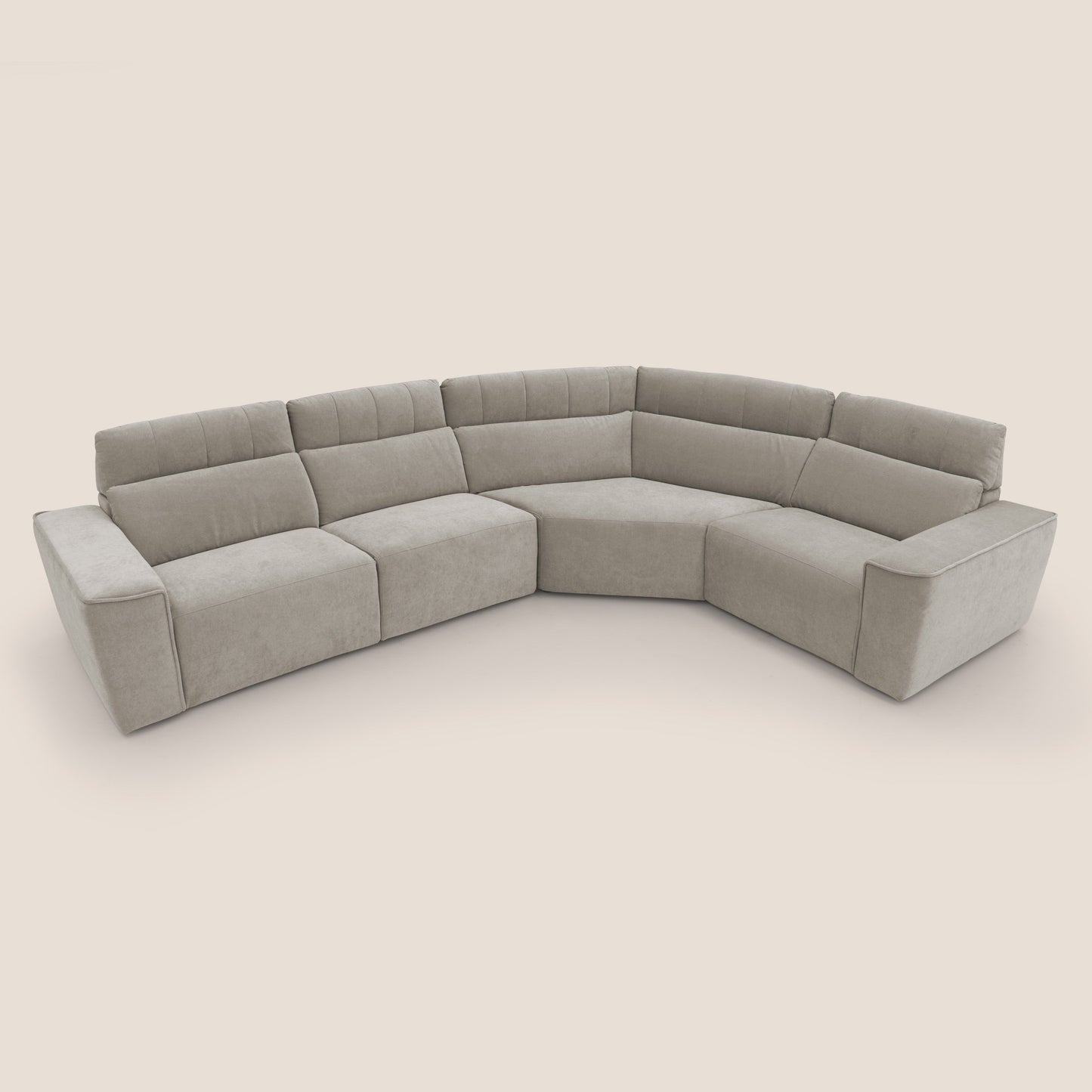 Clark Divano modulare angolare REVERSIBILE con opzione relax elettrico in tessuto smacchiabile impermeabile T17 beige