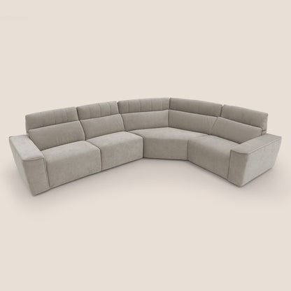 Clark Divano modulare angolare REVERSIBILE con opzione relax elettrico in tessuto smacchiabile impermeabile T17 beige