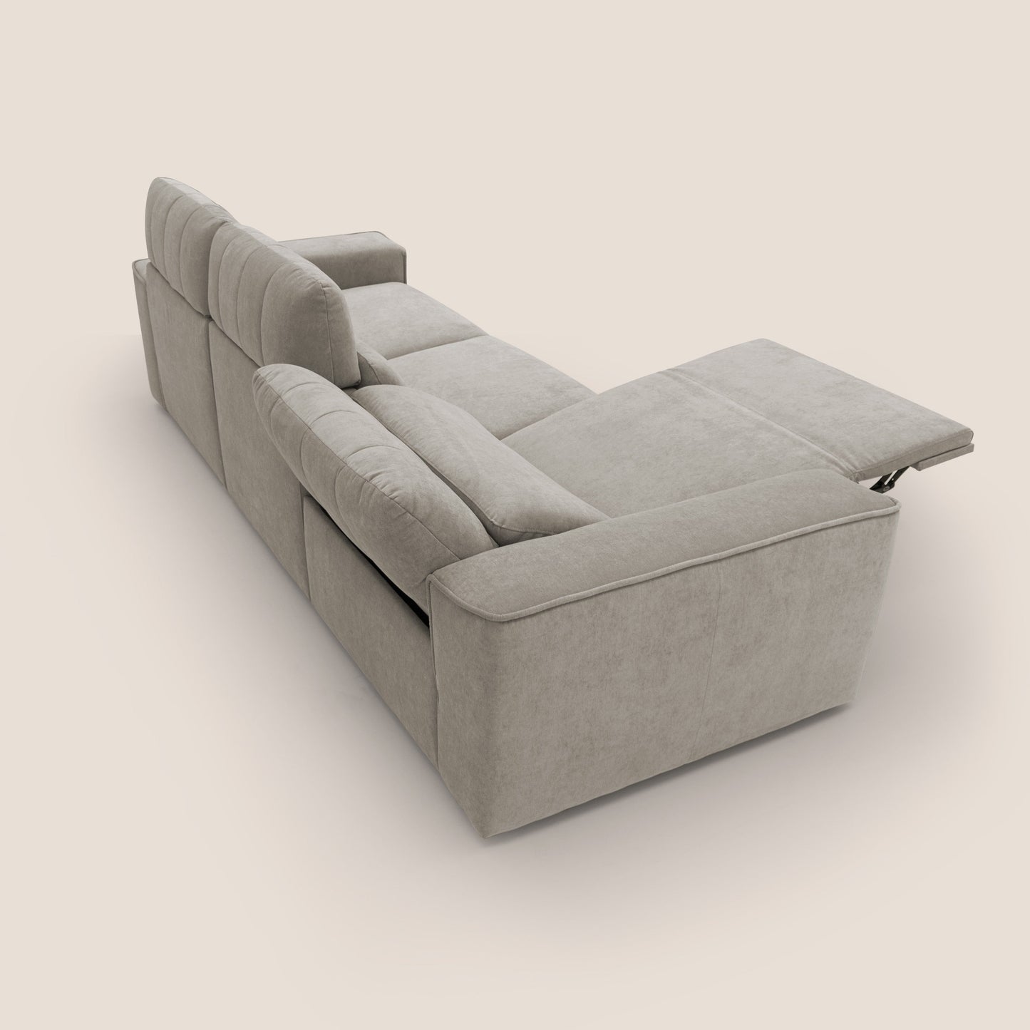 Clark Divano modulare 3 sedute con opzione relax elettrico in tessuto smacchiabile impermeabile T17 beige