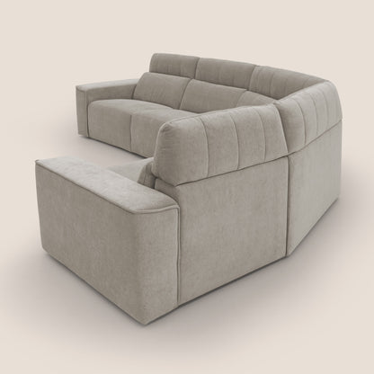 Clark Divano modulare angolare REVERSIBILE con opzione relax elettrico in tessuto smacchiabile impermeabile T17 beige