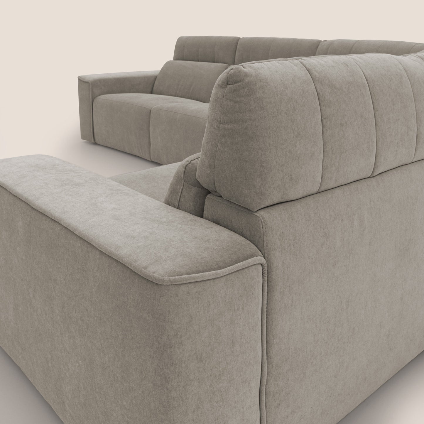 Clark Divano modulare angolare REVERSIBILE con opzione relax elettrico in tessuto smacchiabile impermeabile T17 beige
