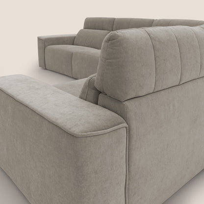 Clark Divano modulare angolare REVERSIBILE con opzione relax elettrico in tessuto smacchiabile impermeabile T17 beige