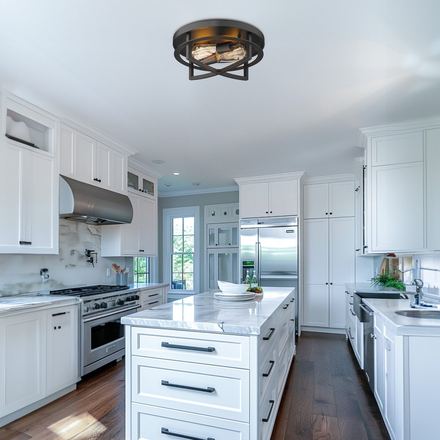 13 2-Light Industrial Ceiling Light Flush Mount Lights