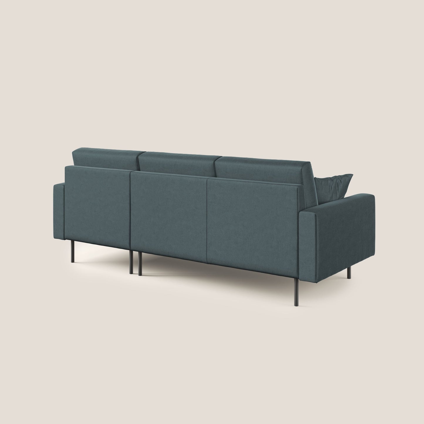 Arthur divano moderno angolare in velluto morbido impermeabile T01 petrolio