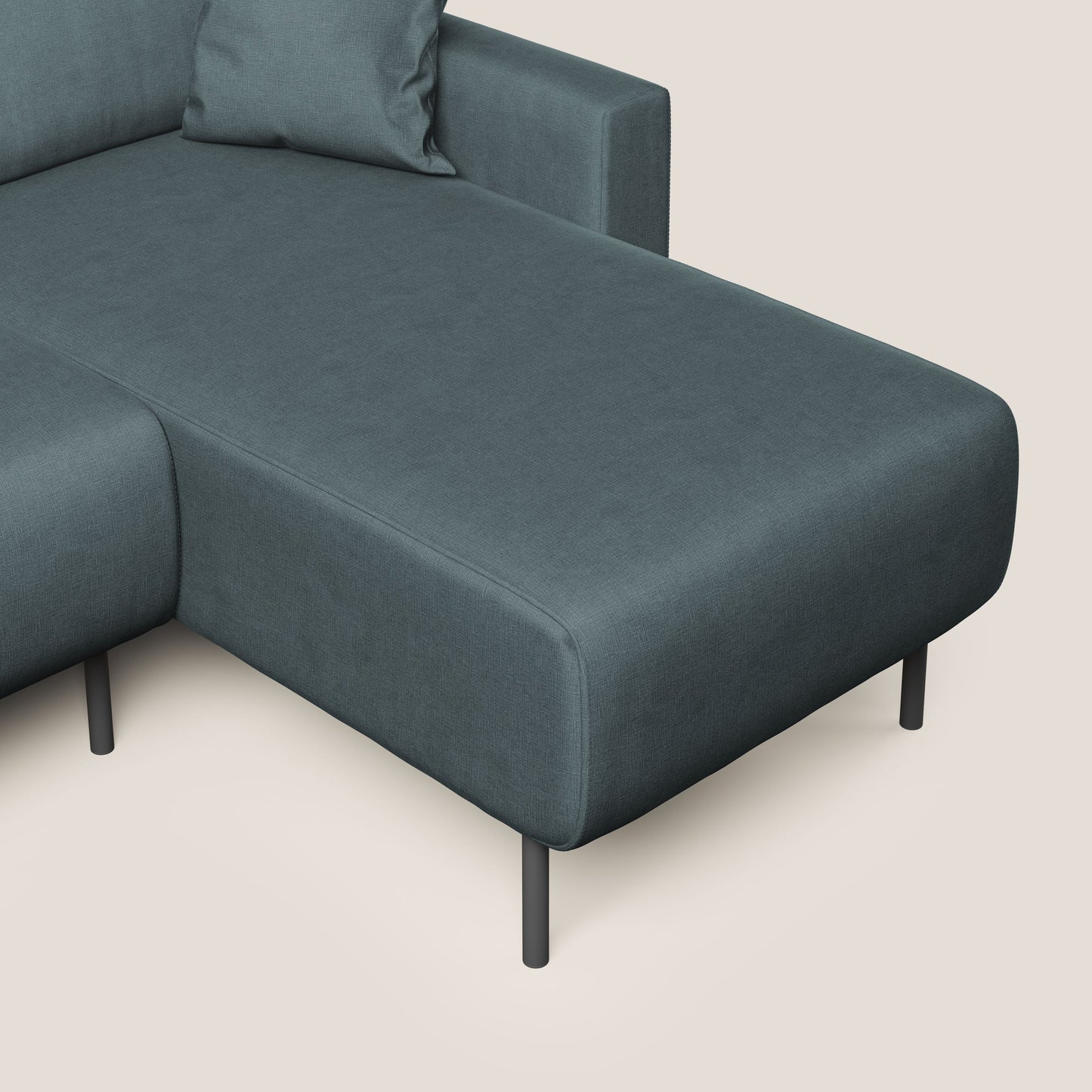 Arthur divano moderno angolare in velluto morbido impermeabile T01 petrolio